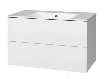 Aira, koupelnová skříňka s umyvadlem z litého mramoru 101 cm, bílá | czkoupelna.cz