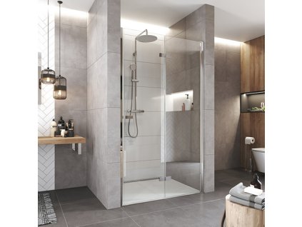 pravé Zalamovací sprchové dveře, Novea, 80x200 cm, chrom ALU, sklo Čiré, pravé provedení | czkoupelna.cz