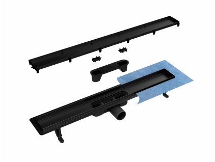 Nerezový sprchový Vogi žlab černý 70 cm | czkoupelna.cz