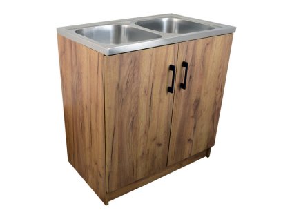 Kuchyňská skříňka DUB WOTAN 80 cm s dvojdřezem NEREZ | czkoupelna.cz
