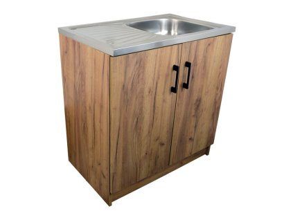Kuchyňská skříňka DUB WOTAN 80 cm s NEREZ dřezem | czkoupelna.cz