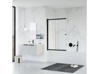 Vanová zástěna EASY SLIDE BLACK NEW 100x150cm | czkoupelna.cz