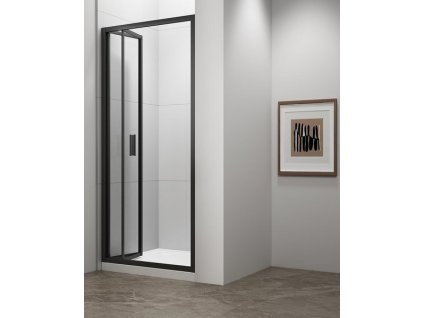 EASY BLACK sprchové dveře skládací 900mm, čiré sklo, EL1990B