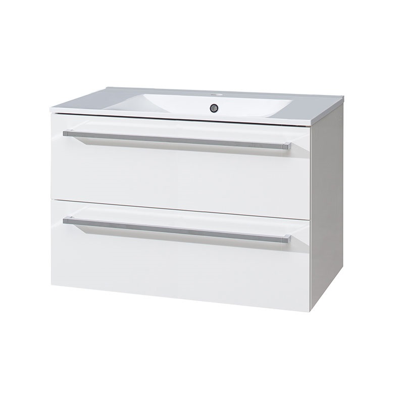 Mereo Bino, koupelnová skříňka s keramickým umyvadlem 60 cm, bílá bílá/bílá