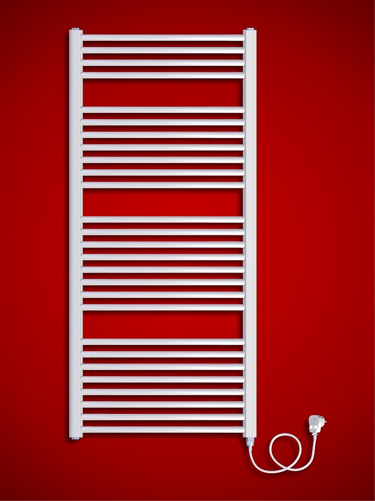 ELVL BKO.ES Koupelnový elektrický radiátor pravý Rozměr radiátoru: 750 x 1850 mm obloukový, síťová vidlice s vypínačem