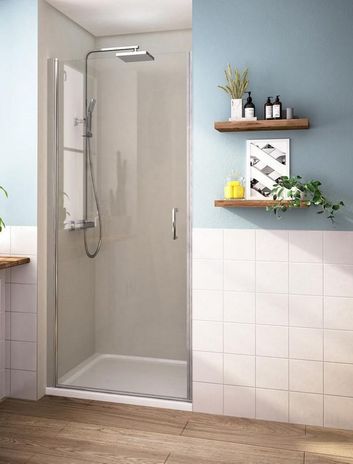 ROSS ALORE 85x190cm - jednokřídlé sprchové dveře 81-86cm Výplň: čiré Výhodou je dveří je, že lze instalovat na pravou nebo na levou stranu