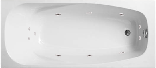 Jar-Ex Hydromasážní obdélníková akrylátová vana Hydro Pneu 160x75 cm součástí vany je odtokový komplet