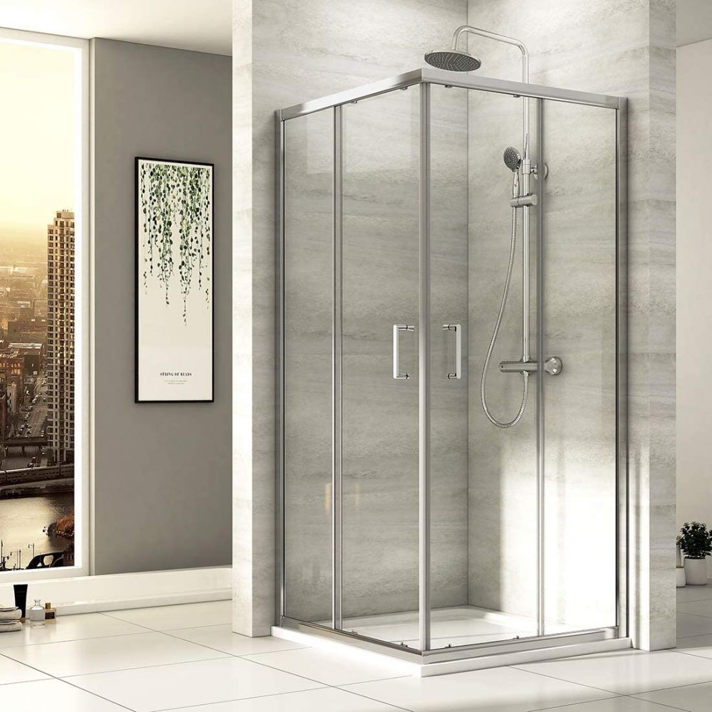 Čtvercový sprchový kout ROSS Comfort 90 Výplň: čiré Rozměr 90x90x190 cm - lze instalovat na vaničku, nebo přímo na podlahu