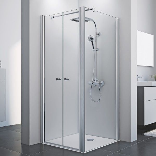 Čtvercový sprchový kout ROSS Komfort kombi 90 x 90 cm Výplň: grape Sprchové dveře můžete instalovat na vaničku a nebo přímo na dlažbu