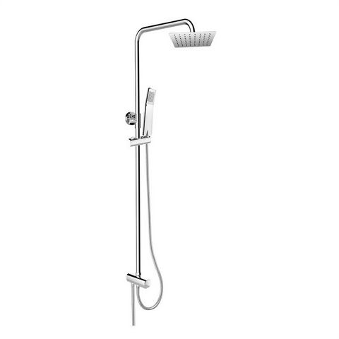 Mereo Sprchový set s tyčí hranatý, nerezová hlavová sprcha a třípolohová ruční sprcha integrovaný tlačítkový přepínač