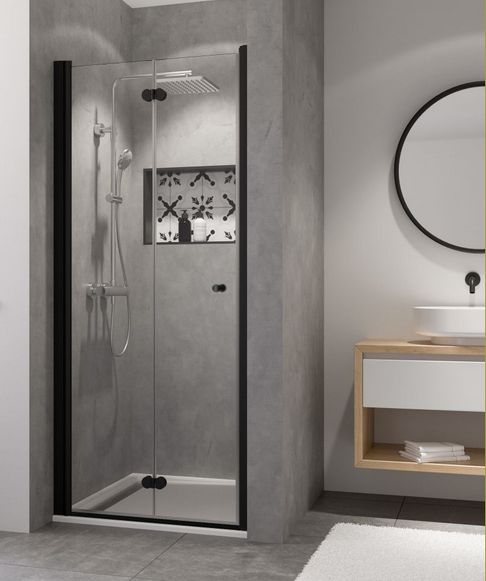 ROSS MISTRAL black 95 - zalamovací sprchové dveře do niky 91-96 cm možno instalovat na pravou i levou stranu