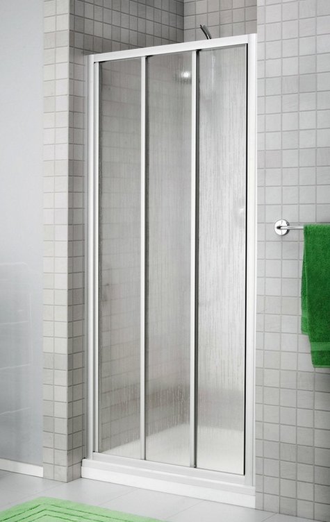 ROSS LOW - posuvné trojdílné sprchové dveře 88-94x180 cm Výplň: plast voda Lze instalovat na vaničku nebo přímo na podlahu