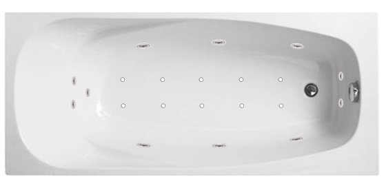 Masážní vana KOMBI elektronické ovládání 150 x 70 cm součástí vany je odtokový komplet