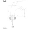 Bidetová baterie, Eve, bez výpusti, chrom (CBV501) nakres | czkoupelna.cz