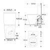 WC kombi vario odpad, kapotované, Smart Flush RIMLESS, 605x380x825mm, keramické nakres