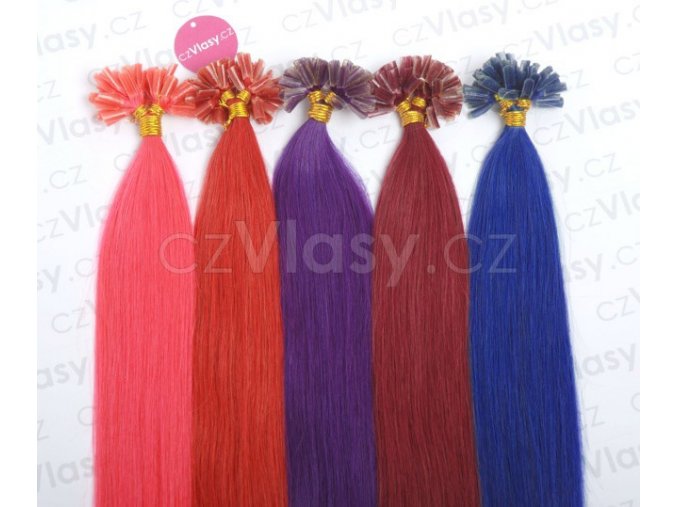 Asijské vlasy na metodu keratin - barevné prameny po 10 ks, 45 cm