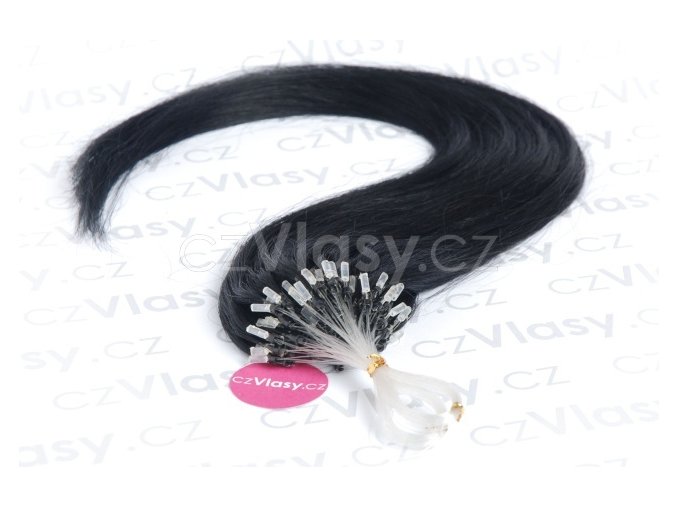 Asijské vlasy na metodu micro-ring odstín 1 po 20 ks