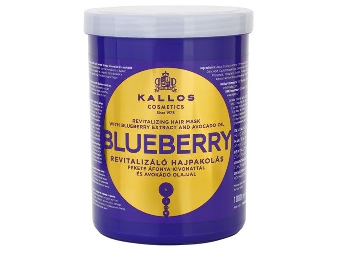 Kallos Blueberry Hair Mask 1000 ml Maska pro suché a poškozené vlasy