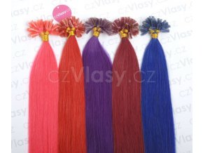 Asijské vlasy na metodu keratin - barevné prameny po 10 ks, 45 cm
