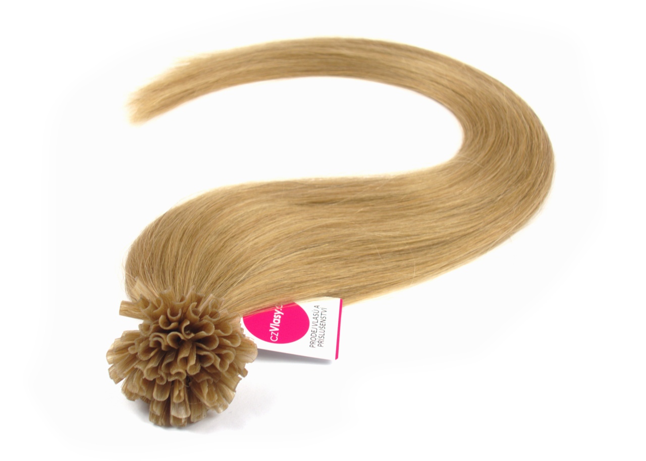 Asijské vlasy na metodu keratin odstín 16 po 20 ks Délka: 46 cm, Hmotnost: 0,5 g/pramínek, REMY kvalita