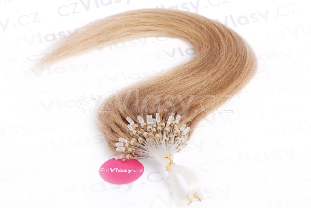 Asijské vlasy na metodu micro-ring odstín 16 po 20 ks Délka: 46 cm, Hmotnost: 0,5 g/pramínek, REMY kvalita