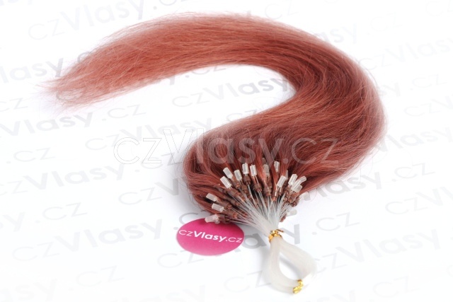 Asijské vlasy na metodu micro-ring odstín 33 po 20 ks Délka: 56 cm, Hmotnost: 0,5 g/pramínek, REMY kvalita