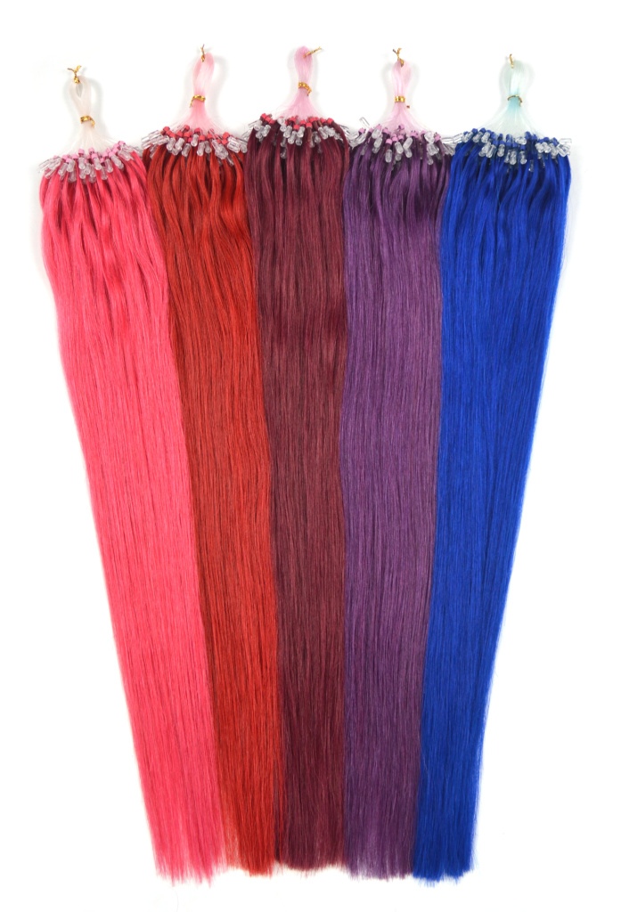 Asijské vlasy na metodu micro ring 45 cm - barevné prameny po 10 ks Odstín: červená
