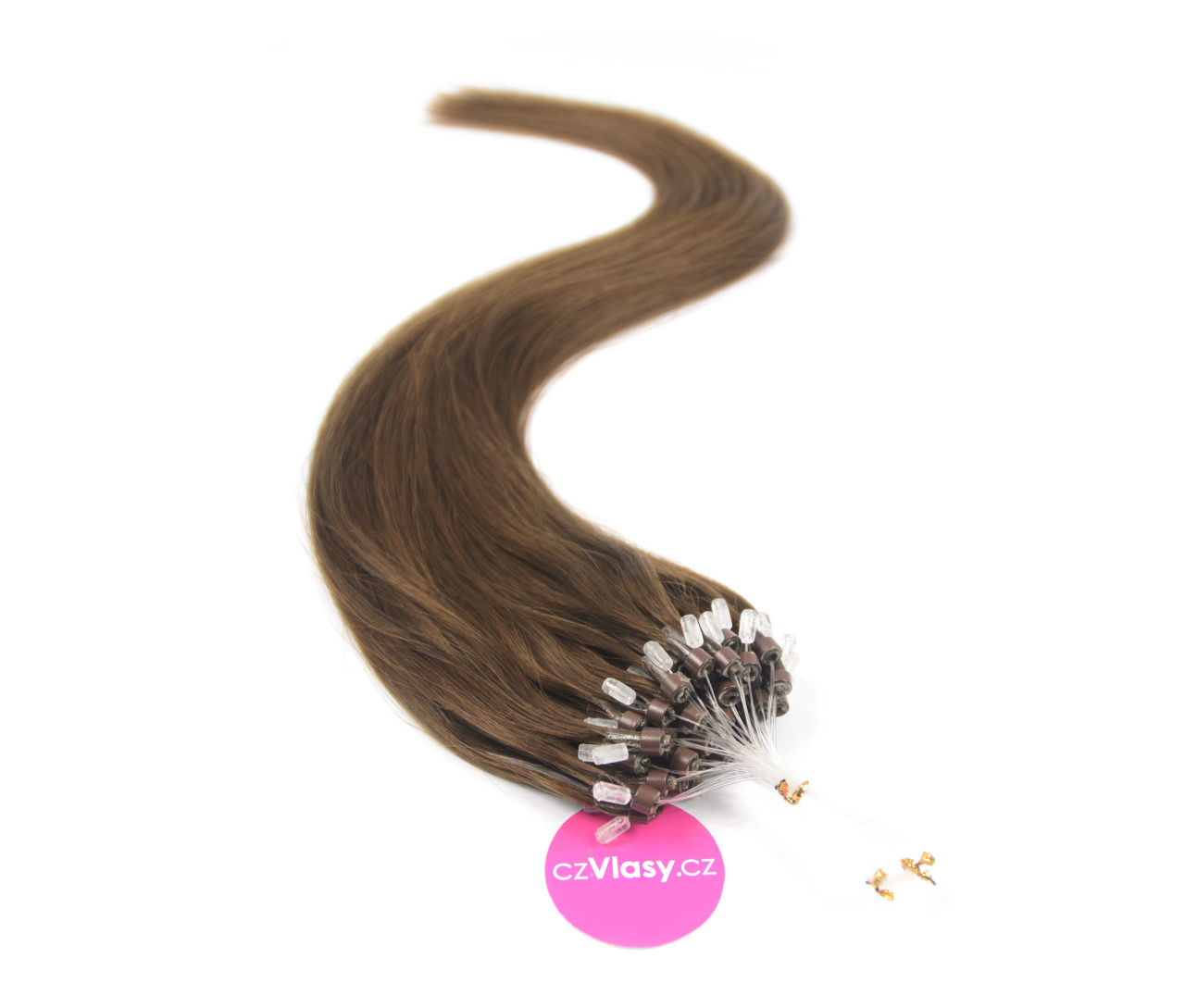 Indické vlasy na metodu micro-ring odstín 4 Délka: 40 cm, Hmotnost: 0,8 g/pramínek, REMY