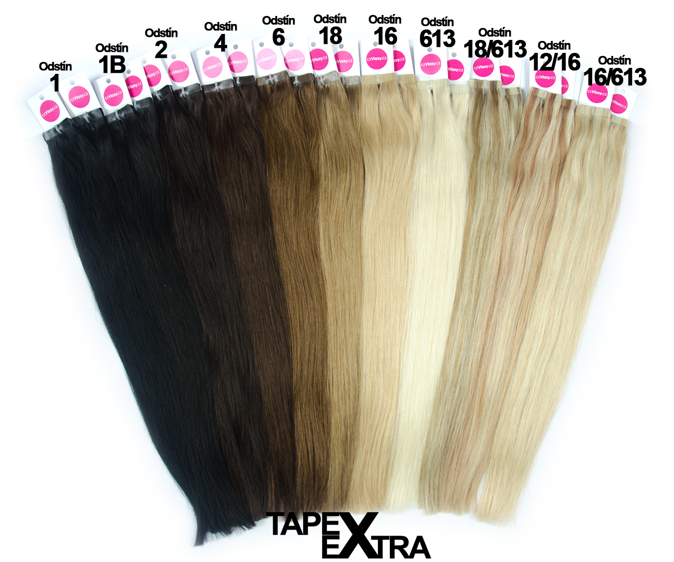 Asijské vlasy na metodu TAPEX EXTRA odstín 1 Délka: 40 cm, hmotnost: 25 gramů, 10 pásků