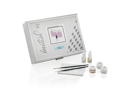 Otevřený kufr GC Initial IQ Lustre Paste ONE V-Shade set s pastami, kapalinami a štětci