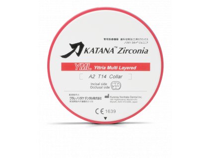 Zirkonový disk Katana Zirconia YML od Kuraray Noritake pro CAD/CAM zubní protetiku