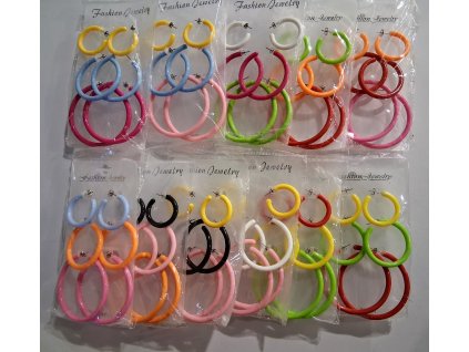 Plastové naušnice - kruhy  3 páry