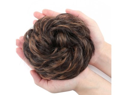 Příčesek do vlasů s gumičkou, světle hnědá a středně hnědá