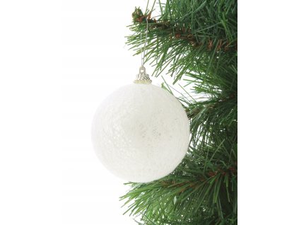 Vlněná vánoční koule, potažená, bílá