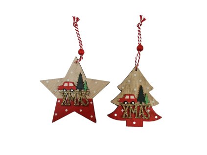 Vánoční dřevěná ozdoba XMAS