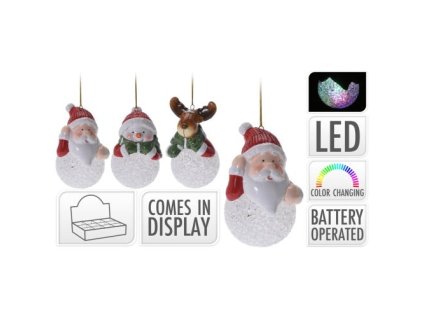 Vánoční ozdoba - figurka s měnícím se LED světlem (3 varianty)