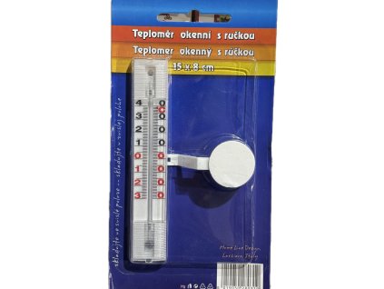 Teploměr okenní nalepovací s ručkou 15x8 cm plast