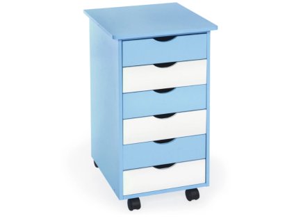 Pojízdný kontejner ze dřeva 65x36x40cm modrá