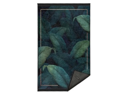 Koberec Unique, pratelný, syntetický, bez vlasu, s třásněmi, zelenomodrý, 160x230 cm