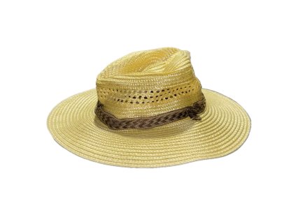 Sláměný klobouk s hnědým páskem