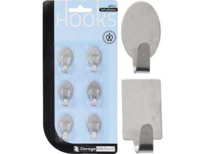 Háček samolepící 6 ks nerez