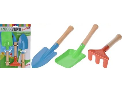 Nářadí dětské kov sada 3 ks dřevěné rukojeti
