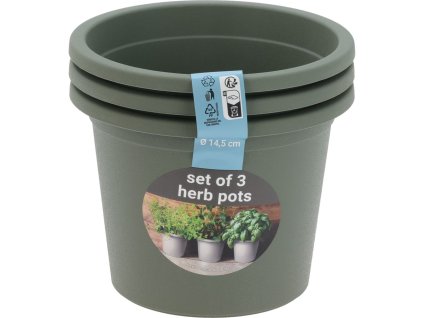 Sada 3 plastových květináčů 14,5 cm