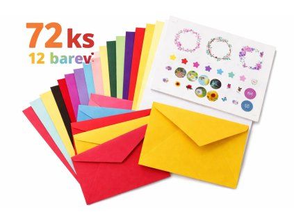 Sada barevných obálek se samolepkami 72ks