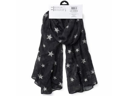 Dámský šátek s hvězdami – černý