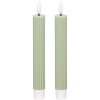LED žebrovaná svíčka Blokker – 2,2×15,5 cm – světle zelená