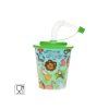 Plastic mug with straw and lid