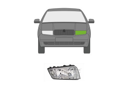 Pravé přední světlo Škoda Fabia 1 Chromové 00 08 01