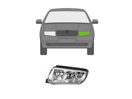 Levé přední světlo Škoda Fabia 1 Chromové 00 08 01