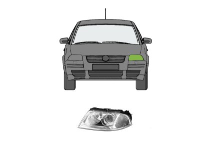 Levé přední světlo VW Passat B 5,5 00 05 01